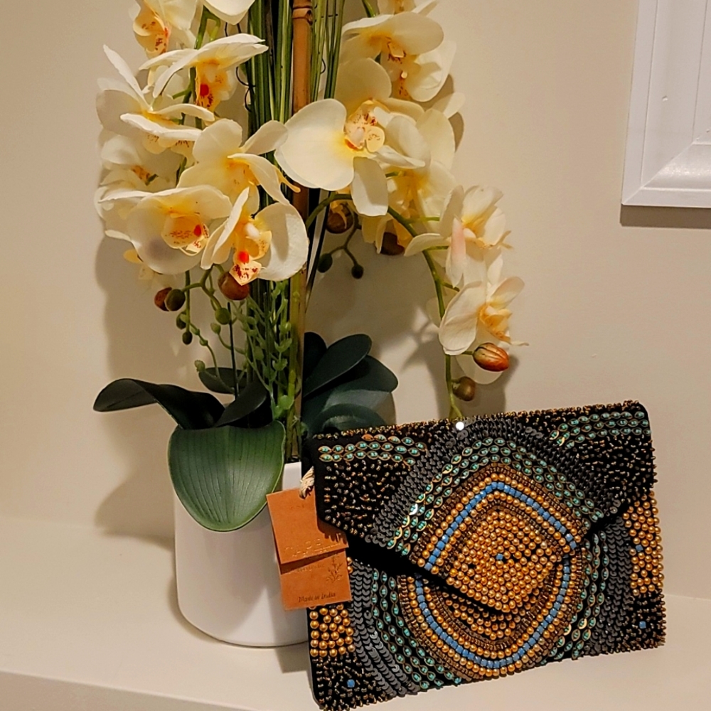 Capelli New York Hand Beaded Statement Clutch